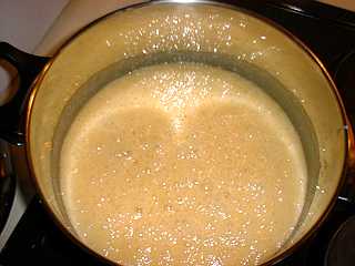 Boiling for 6 minutes; slightly darker